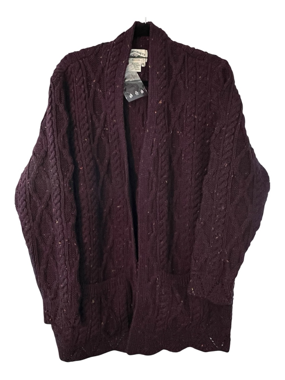 Aran Crafts Maroon Merino Cardigan Sweater Size XXL NWT